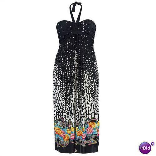 BNWT BLACK Bandeau Maxi Dress Monochrome Size 20 BLACK/MULTI