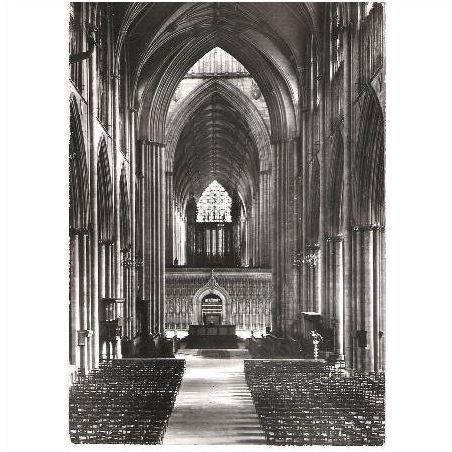 York Minster, N Yorkshire - Nave Looking East - Gordon Fraser RP postcard c1960s