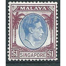 Singapore 1948 SG13 $1 Blue & Purple Mounted Mint .. ..