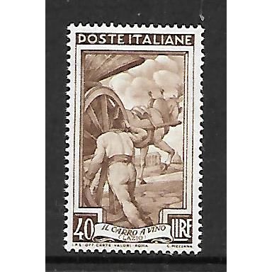 ITALY 1950 PROVINCIAL OCCUPATIONS 40L BROWN CARTER AND WAGON SG772 M /MINT