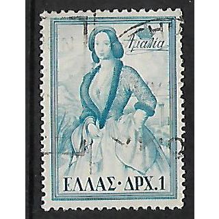 GREECE 1956 ROYAL FAMILY 1d BLUE QUEEN AMALIA SG752 FINE USED