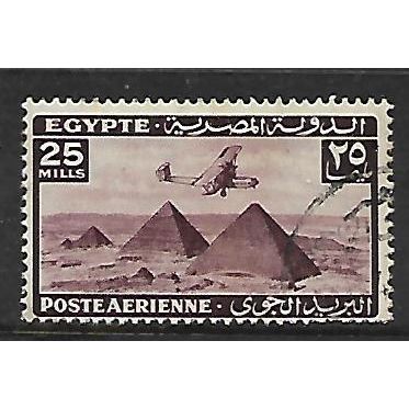 EGYPT 1941 AIR 25M PURPLE HANDLEY PAGE HP 42 OVER PYRAMIDS SG287a FINE USED#4