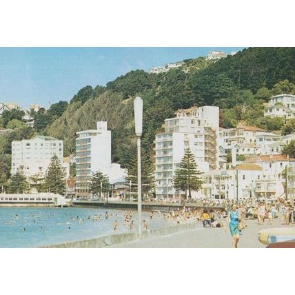 Oriental Bay Wellington New Zealand Antique Aerial Birds Eye Postcard