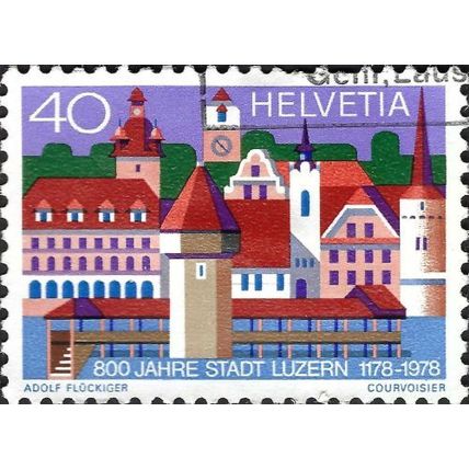 SWITZERLAND, 800th Anniversary of Luzern, blue 1978, 40c