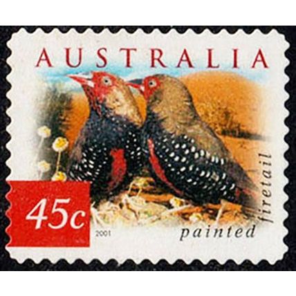 Australia 2001 Bird 45c Used P&S Stamp Painted Firetail 11.25 Perf