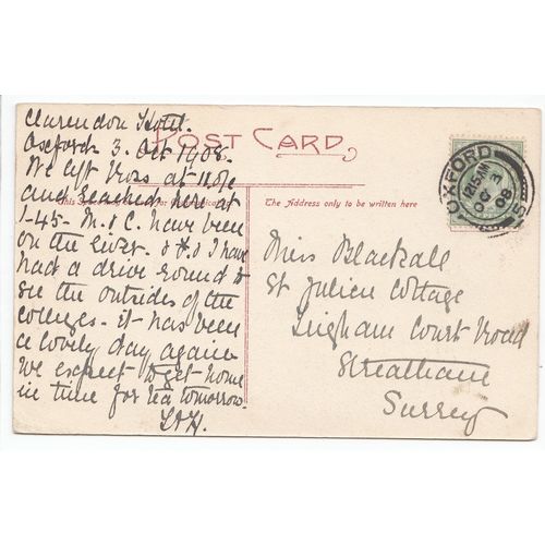 Clarendon Hotel Oxford 1908 Postcard