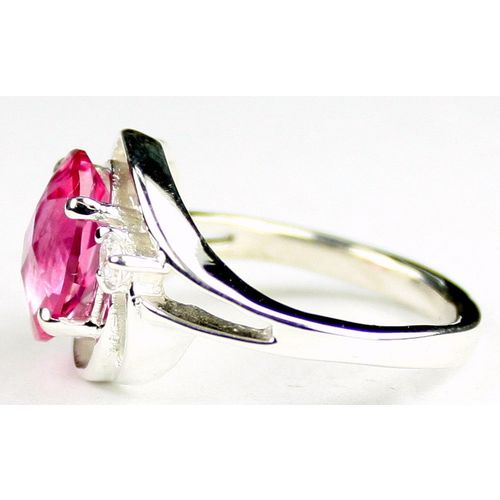 Created Pink Sapphire, 925 Sterling Silver Ladies Ring, SR021