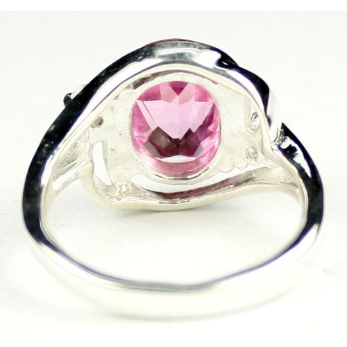 Created Pink Sapphire, 925 Sterling Silver Ladies Ring, SR021