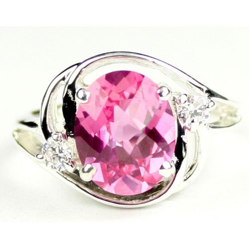 Created Pink Sapphire, 925 Sterling Silver Ladies Ring, SR021