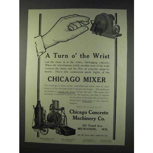 1910 Chicago Concrete Machinery Co. Mixer Ad - A Turn