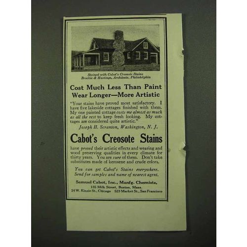 1918 Cabot's Creosote Stains Ad - Cost Much Less