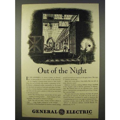 1941 General Electric Ad - Out of the Night
