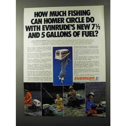 1980 Evinrude 7.5 Outboard Motor Ad - Fishing