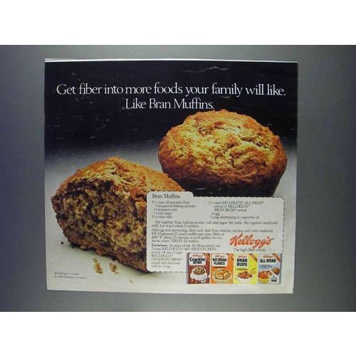 1980 Kellogg's Cereal Ad - Bran Muffins Recipe