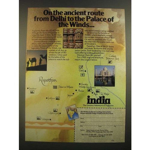 1988 India Tourism Ad - Ancient Route From Delhi