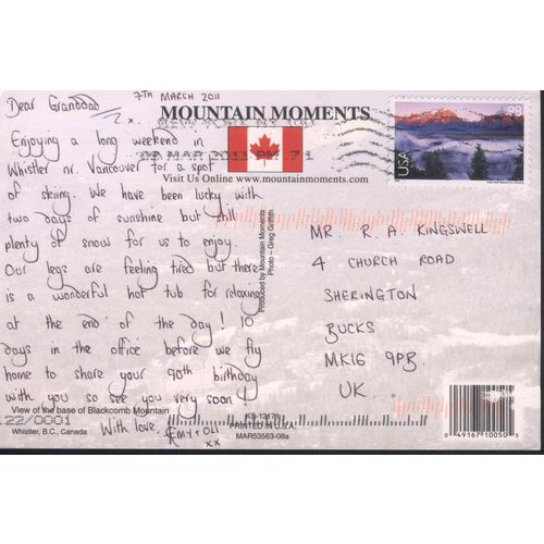 Canada Postcard - Base Of Blackcomb Mountain, Whistler B.C. Canada