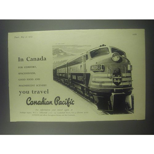 1954 Canadian Pacific Railroad Ad - In Canada for comfort, spaciousness
