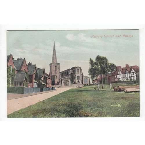 Church and Village Astbury Postcard Cheshire 46798