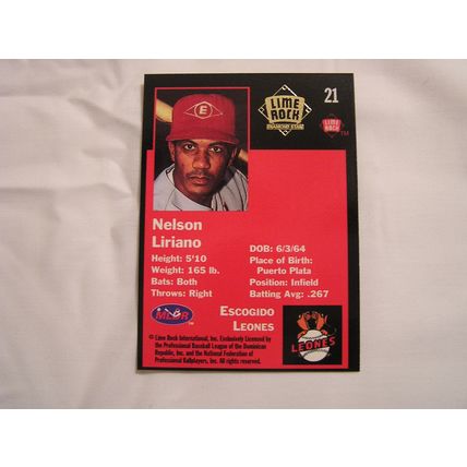 Nelson Liriano 1993 Lime Rock Winter League GOLD NO. 21