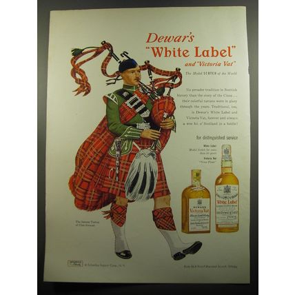 1951 Dewar's White Label Scotch Ad - Tartan of Clan Stewart