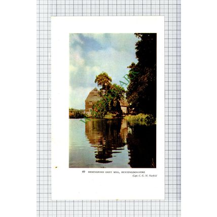 Hemingford Grey Mill Huntingdonshire - 1930s Book Print