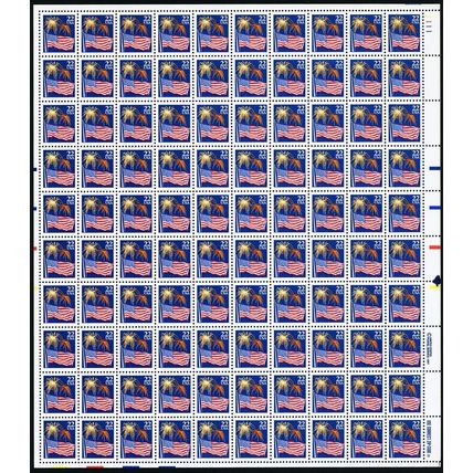 Flag & Fireworks Sheet of One Hundred 22 Cent Postage Stamps Scott 2276