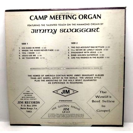 Jimmy Swaggart Camp Meeting Organ 1972 LP Vinyl Record (P9)