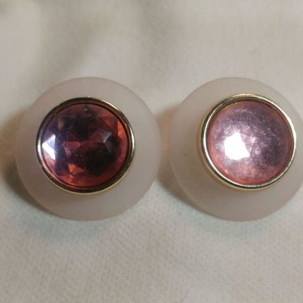 Large Pink Earrings Frosted Plastic Round Pierced Earrings 1-1/4"