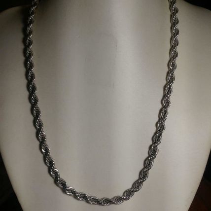Silver Rope Chain Necklace 5mm Silver Heavy Duty Rope Chain 16"