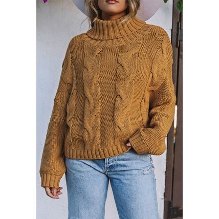 Cuddle Weather Cable Knit Handmade Turtleneck Sweater