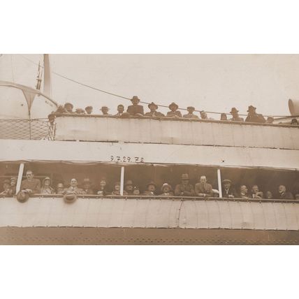Cuxhaven German Ship Ferry AM Strand Antique Real Photo Postcard