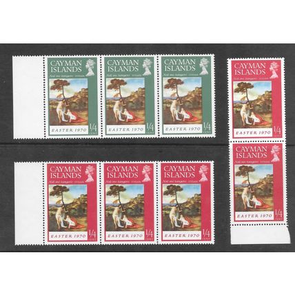 CAYMAN ISLANDS 1970 EASTER TITIAN ART 6x MARGINAL STRIPS SELVEDGE MNH MINT LOT