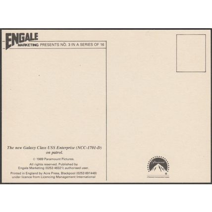 Star Trek - The Next Generation - USS Enterprise, 1989 - Engale Postcard