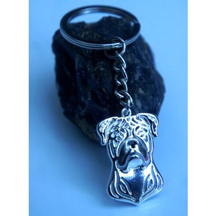 AMERICAN BULLDOG METAL KEY RING WITH KEY CHAIN & VELVET GIFT BAG