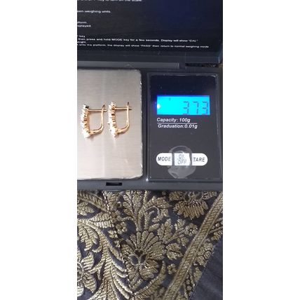Vintage 1990-s 14 Ct Rolled Gold Zircons Earrings-Hallmarked 585 RG