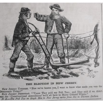 "The Election in New Jersey", original cartoon in Harper's Weekly, 1865