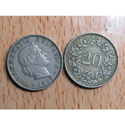 Switzerland 1939 20 Rappen Coin