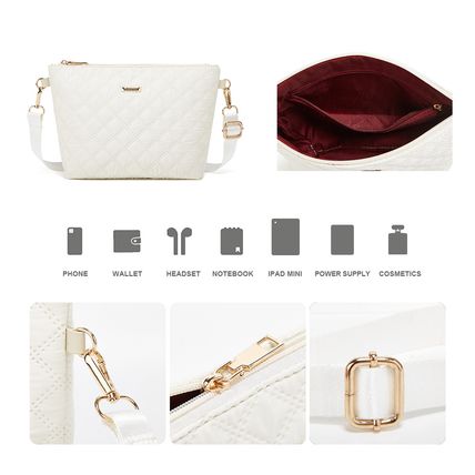 Women Fashion Synthetic Leather Handbags Tote Bag Shoulder Bag 3pcs White