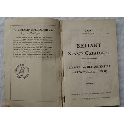 1949 Reliant Stamp Catalogue - British Empire including Egypt, Eire & Iraq