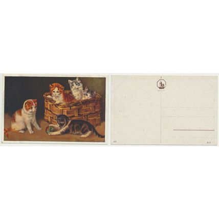 Cat Art Painting Henriëtte Ronner-Knip 1920s. PC Otto Gustav Zehrfeld 3 off