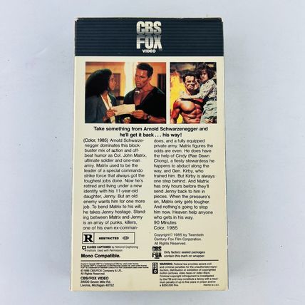 Commando 1986 VHS Tape Original Release CBS/FOX Arnold Schwarzenegger, Rae Dawn