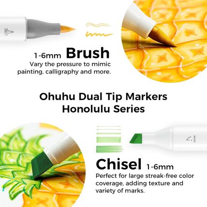 Ohuhu Alcohol Brush Markers 168-Color Art Marker Set Double Tipped Alcohol-Based