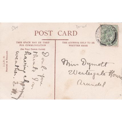 EC534 TARRANT GUNVILLE CHURCH. PRINTED POSTCARD