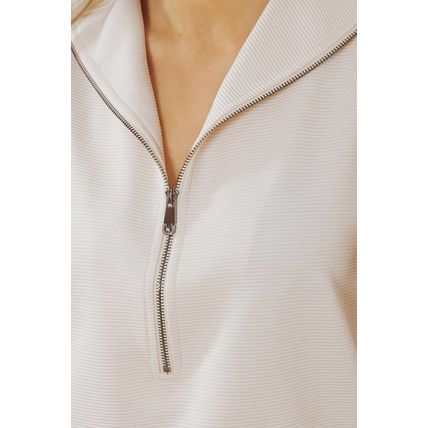Apricot Textured Ruffled Sleeve Zipped Top and Wide Leg Pants Set