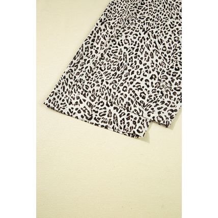 Brown Leopard Drawstring Elastic Waistband Loose Pants