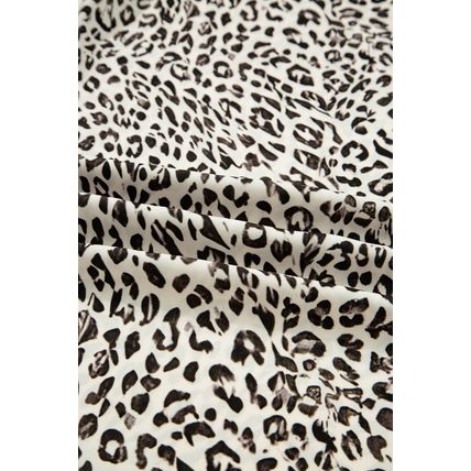 Brown Leopard Drawstring Elastic Waistband Loose Pants