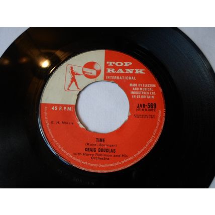 7" 1961.CRAIG DOUGLAS. TIME. TOP RANK. JAR -569AFTER ALL. VERY GOOD PLUS.