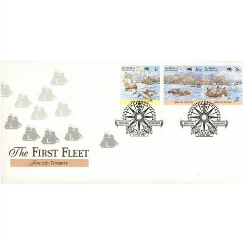 Australia FDC 1987 - SG 1064-1066 - First Fleet at Tenerife