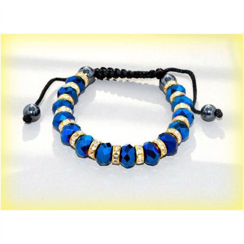 Blue & Clear Crystals Black Hematite Shambala Bracelet Bangle Jewellery 1555