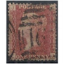 1858 SG43 1d Red Plate 174 Good Used Check Letters "CJ" ...